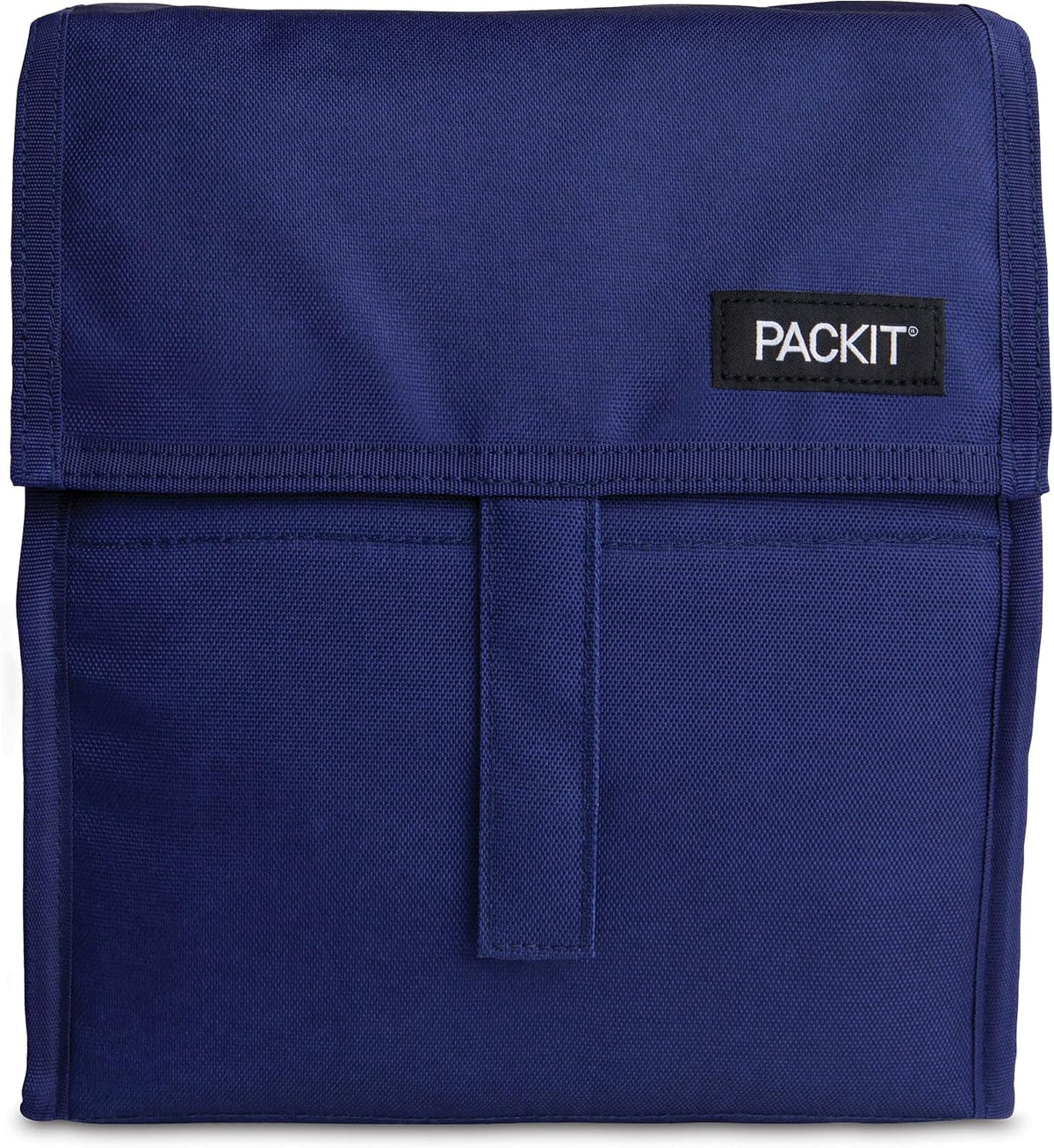 Freezable Lunch Bag, Black, Built with EcoFreeze Technology, Foldable, Reusable, Zip and Fold Closure with Buckle Handle, Perfect for School and Office Lunches