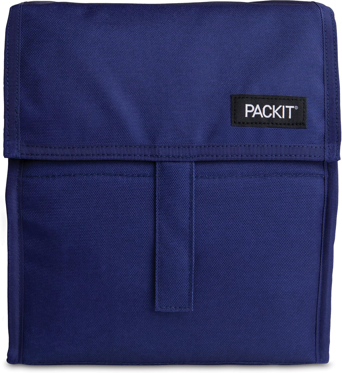 Freezable Lunch Bag, Black, Built with EcoFreeze Technology, Foldable, Reusable, Zip and Fold Closure with Buckle Handle, Perfect for School and Office Lunches