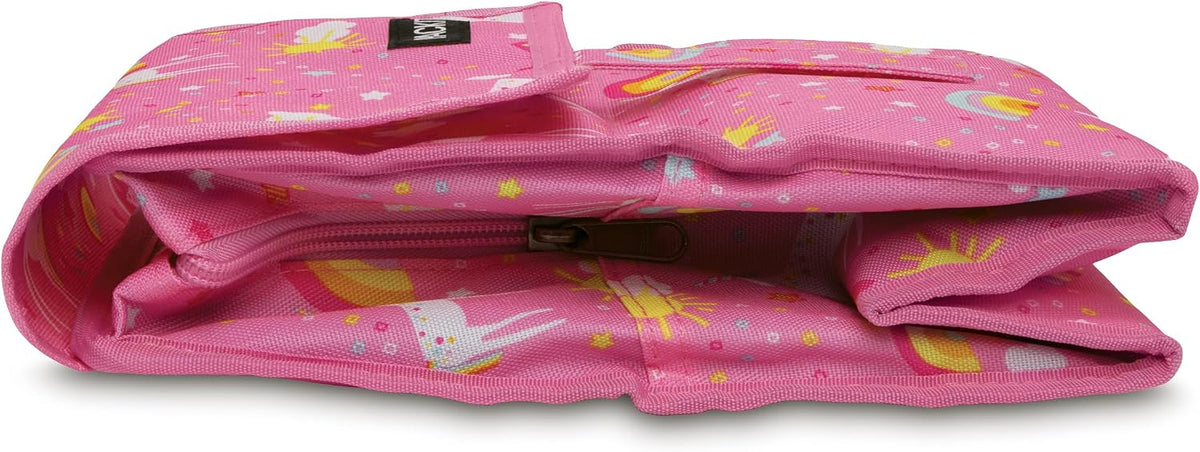 Freezable Lunch Bag, Black, Built with EcoFreeze Technology, Foldable, Reusable, Zip and Fold Closure with Buckle Handle, Perfect for School and Office Lunches