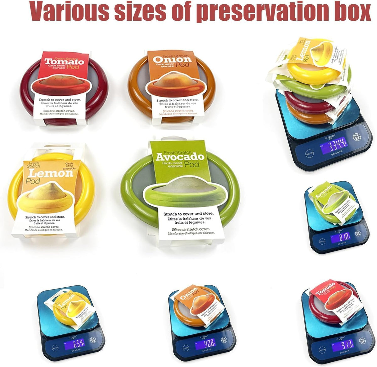 Avocado Saver & Onion Storage Reusable Fruit and Veggie Savers - Ideal for Avocados, Tomatoes, Apples, Garlic, Onions, and More (Avocado saver)