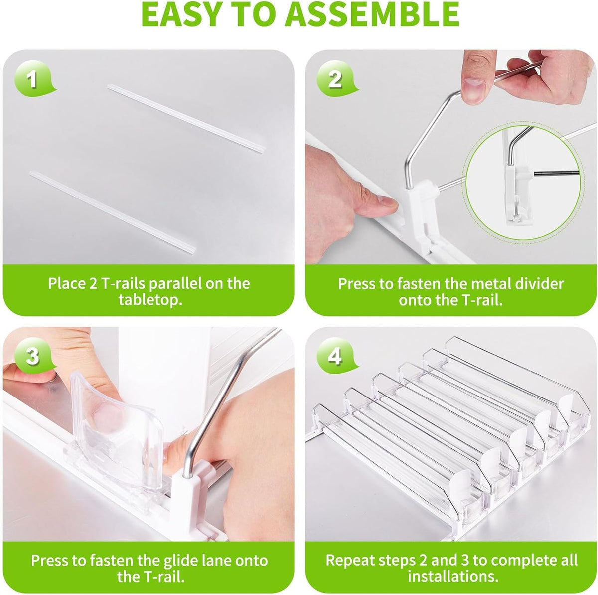 Drink Organizer for Fridge, Soda Can Organizer for Refrigerator with Automatic Pusher Glide, Adjustable Width Drink Dispenser for Fridge, Holds up to 25 Cans or Bottles, 5 Row