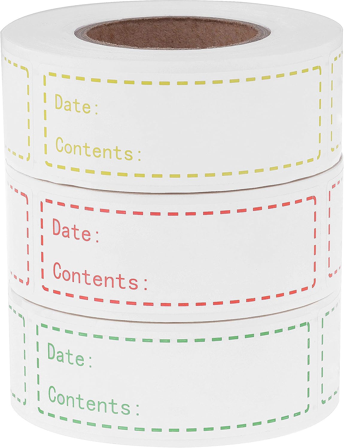 900 Pieces Removable Food Storage Labels, 3 Rolls (Red, Yellow, Green), 3x1in, Freezer & Refrigerator Labels
