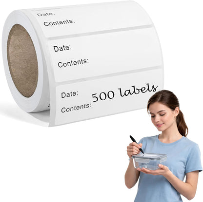 Removable Freezer Food Labels, 500 Count, 1 x 3 in, Waterproof Easy Peel | Oil & water resistant, no residue, write-on surface, for freezer bags, jars, containers, meal prep & kitchen use