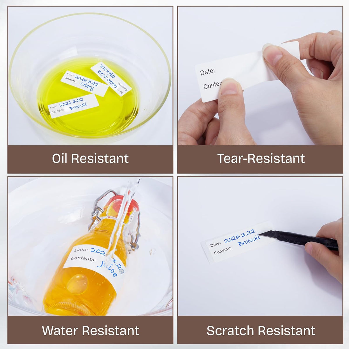 Removable Freezer Food Labels, 500 Count, 1 x 3 in, Waterproof Easy Peel | Oil & water resistant, no residue, write-on surface, for freezer bags, jars, containers, meal prep & kitchen use