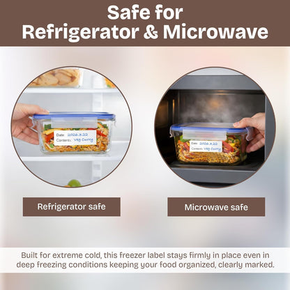 Removable Freezer Food Labels, 500 Count, 1 x 3 in, Waterproof Easy Peel | Oil & water resistant, no residue, write-on surface, for freezer bags, jars, containers, meal prep & kitchen use