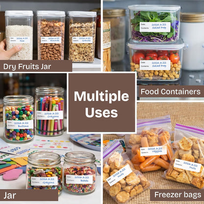 Removable Freezer Food Labels, 500 Count, 1 x 3 in, Waterproof Easy Peel | Oil & water resistant, no residue, write-on surface, for freezer bags, jars, containers, meal prep & kitchen use