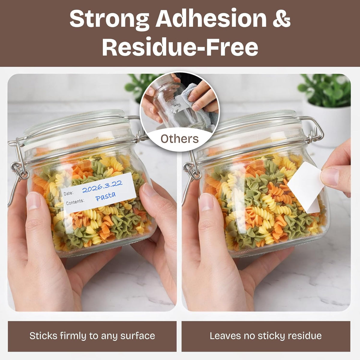 Removable Freezer Food Labels, 500 Count, 1 x 3 in, Waterproof Easy Peel | Oil & water resistant, no residue, write-on surface, for freezer bags, jars, containers, meal prep & kitchen use