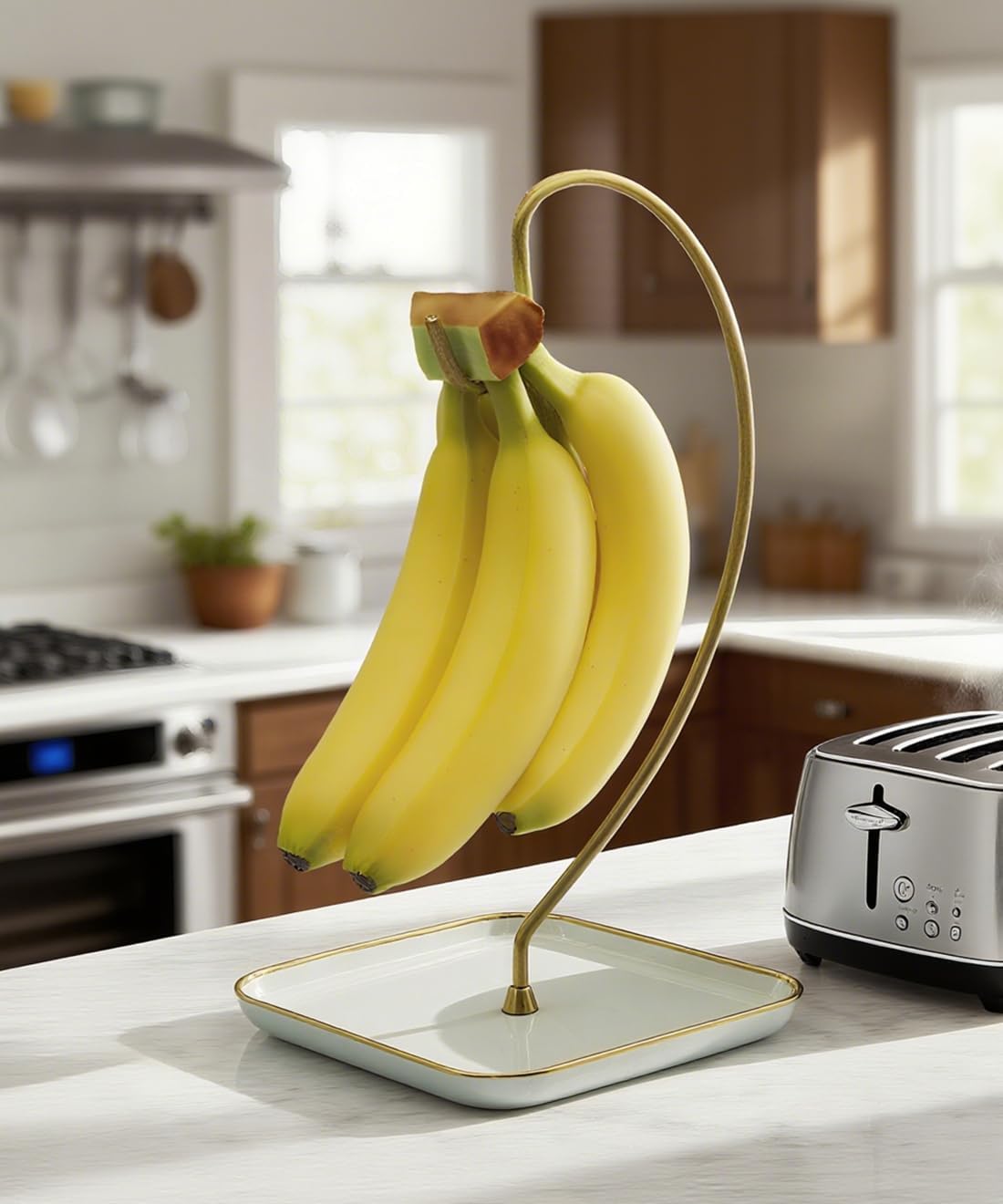 VROOMIUM Banana Holder with Ceramic Base, Hassle-free Clean, Fruit Hanger A