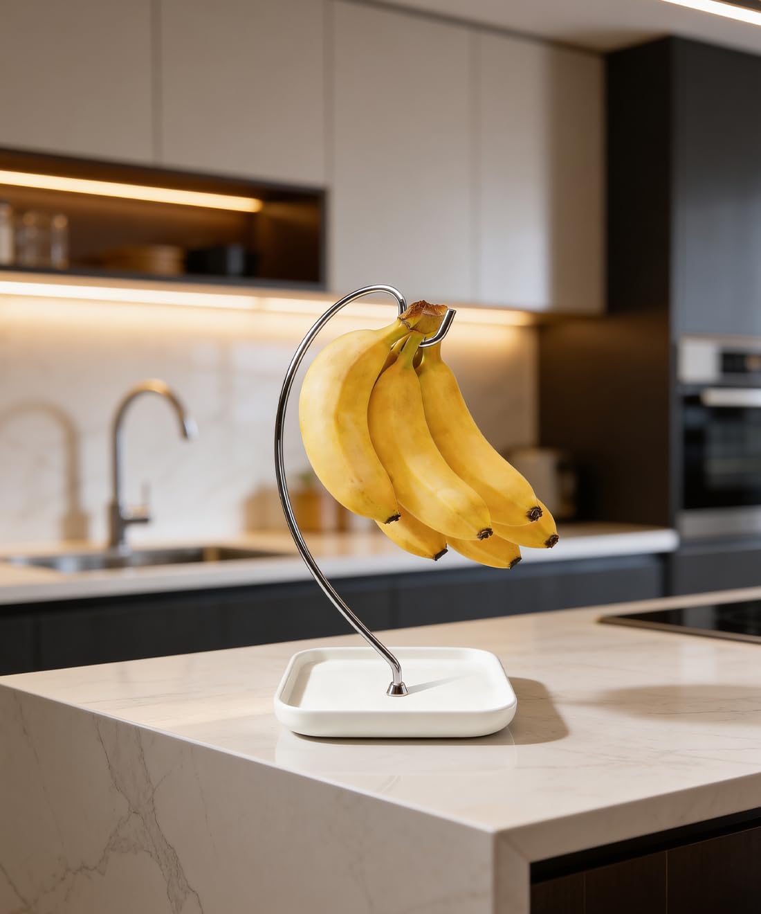VROOMIUM Banana Holder with Ceramic Base, Hassle-free Clean, Fruit Hanger A