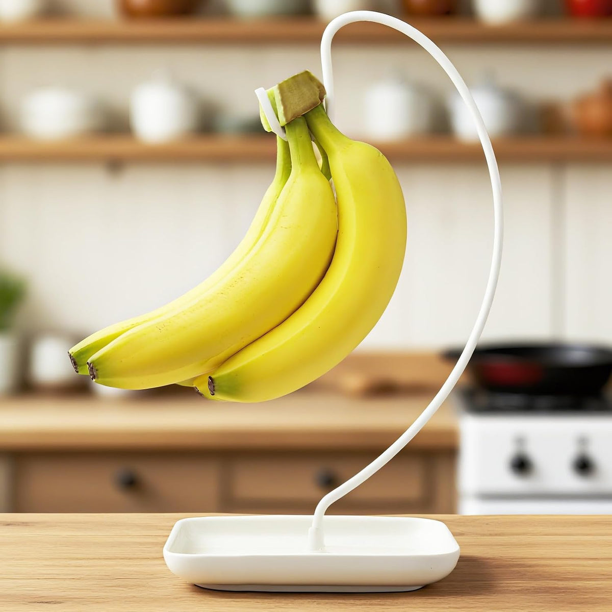 VROOMIUM Banana Holder with Ceramic Base, Hassle-free Clean, Fruit Hanger A