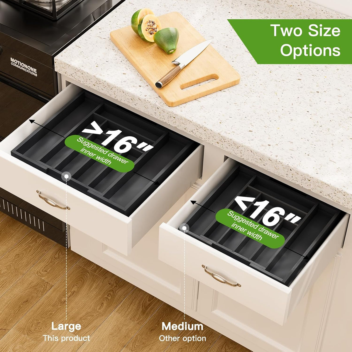 Bamboo Expandable Silverware Drawer Organizer, Adjustable Kitchen Utensil Tray for Forks, Spoons and Knives, Wood Storage Cutlery Holder for Bedroom and Living Room