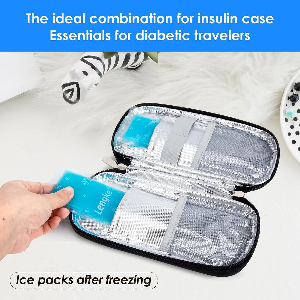 Ice Packs - Reusable Freezer Packs Instant Hot Or Cold Gel Pack Suitable for Insulin Cool Storage Bag （2 TSA Approved Ice Packs）
