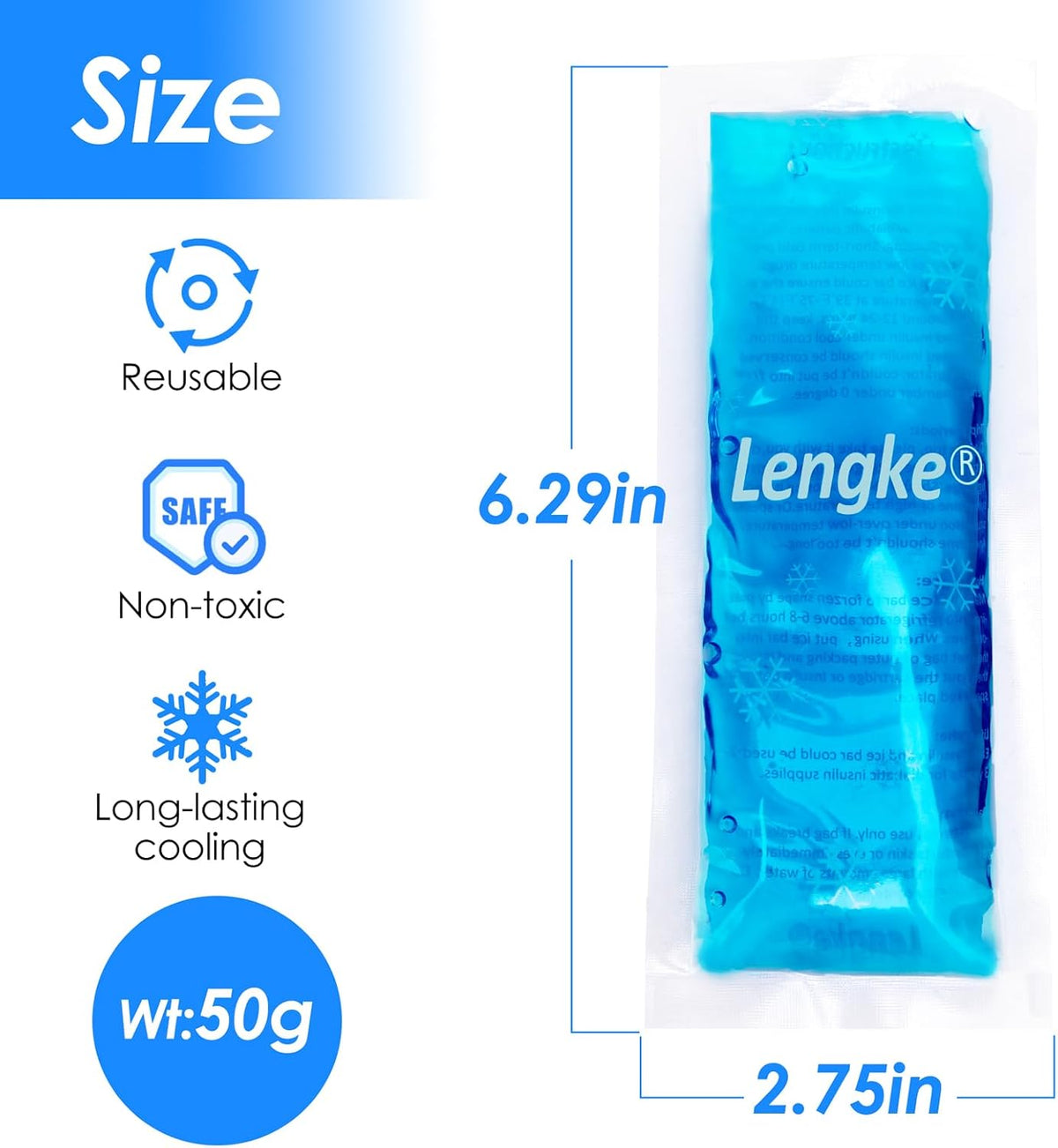 Ice Packs - Reusable Freezer Packs Instant Hot Or Cold Gel Pack Suitable for Insulin Cool Storage Bag （2 TSA Approved Ice Packs）