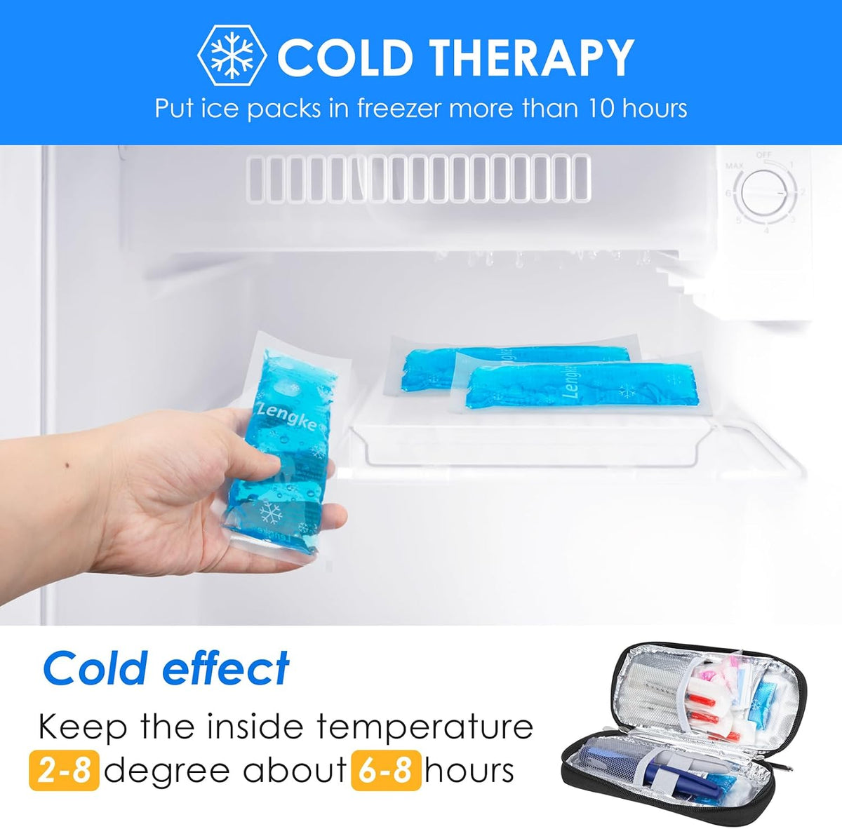 Ice Packs - Reusable Freezer Packs Instant Hot Or Cold Gel Pack Suitable for Insulin Cool Storage Bag （2 TSA Approved Ice Packs）