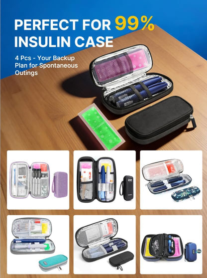 Ice Packs - Reusable Freezer Packs Instant Hot Or Cold Gel Pack Suitable for Insulin Cool Storage Bag （2 TSA Approved Ice Packs）