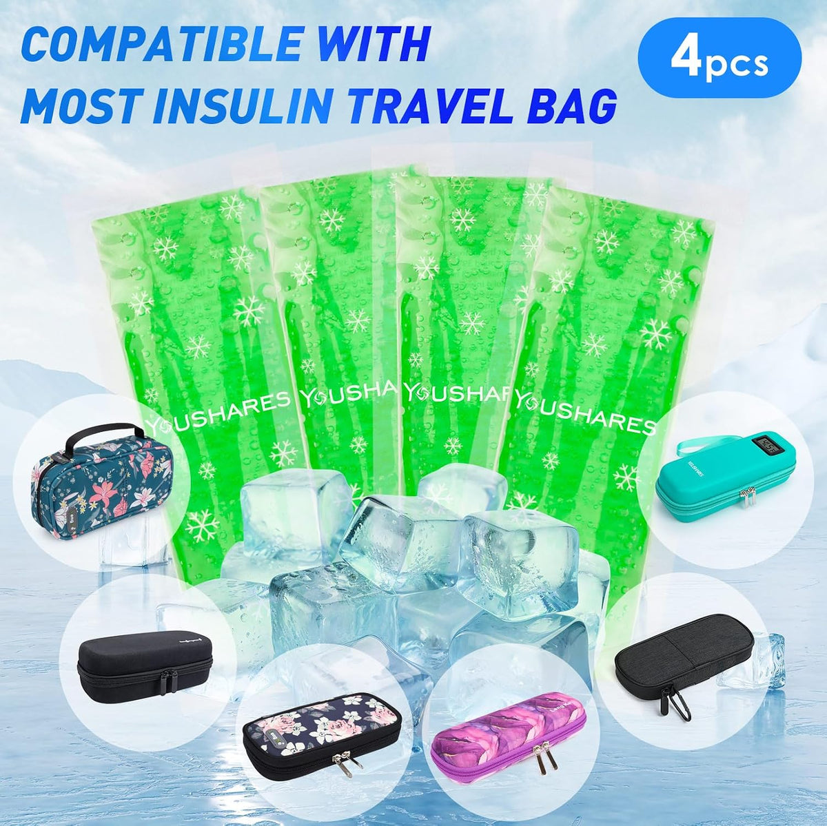 Ice Packs - Reusable Freezer Packs Instant Hot Or Cold Gel Pack Suitable for Insulin Cool Storage Bag （2 TSA Approved Ice Packs）