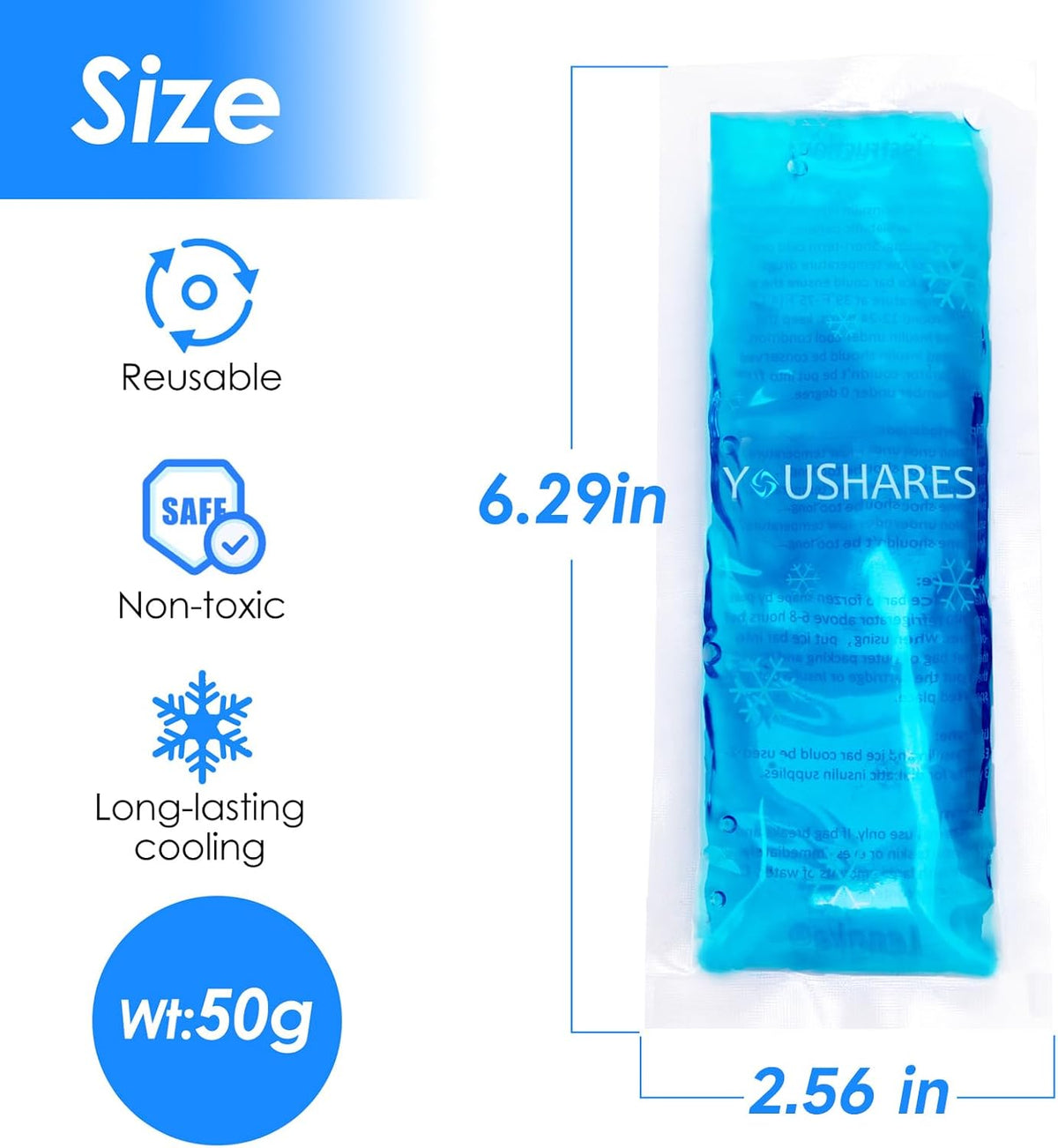 Ice Packs - Reusable Freezer Packs Instant Hot Or Cold Gel Pack Suitable for Insulin Cool Storage Bag （2 TSA Approved Ice Packs）