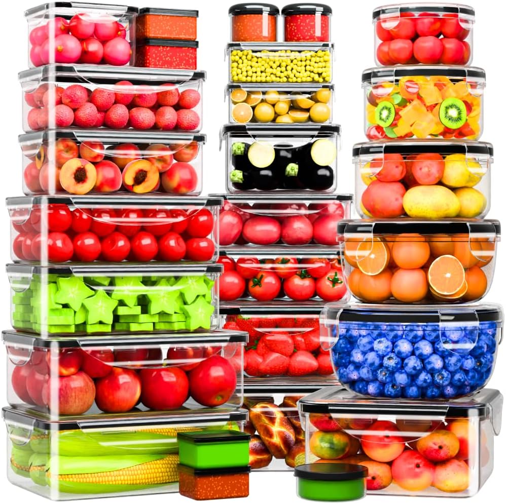Food Storage Containers with Lids Airtight, (27 Containers &27 Lids) Reusable BPA-Free Plastic Food Containers for Kitchen Organization, Leak Proof Freezer/Microwave Safe Meal Prep Lunch Boxes