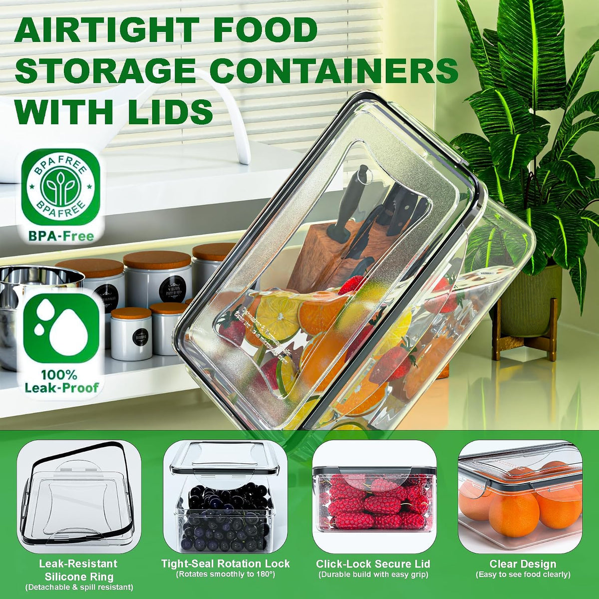 Food Storage Containers with Lids Airtight, (27 Containers &27 Lids) Reusable BPA-Free Plastic Food Containers for Kitchen Organization, Leak Proof Freezer/Microwave Safe Meal Prep Lunch Boxes