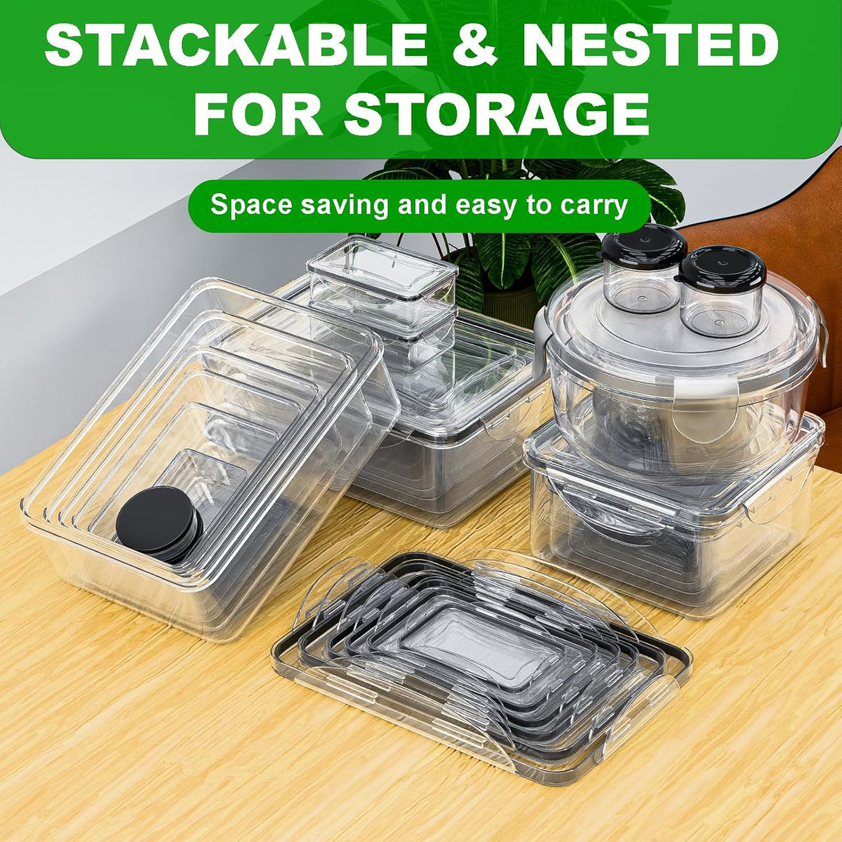 Food Storage Containers with Lids Airtight, (27 Containers &27 Lids) Reusable BPA-Free Plastic Food Containers for Kitchen Organization, Leak Proof Freezer/Microwave Safe Meal Prep Lunch Boxes
