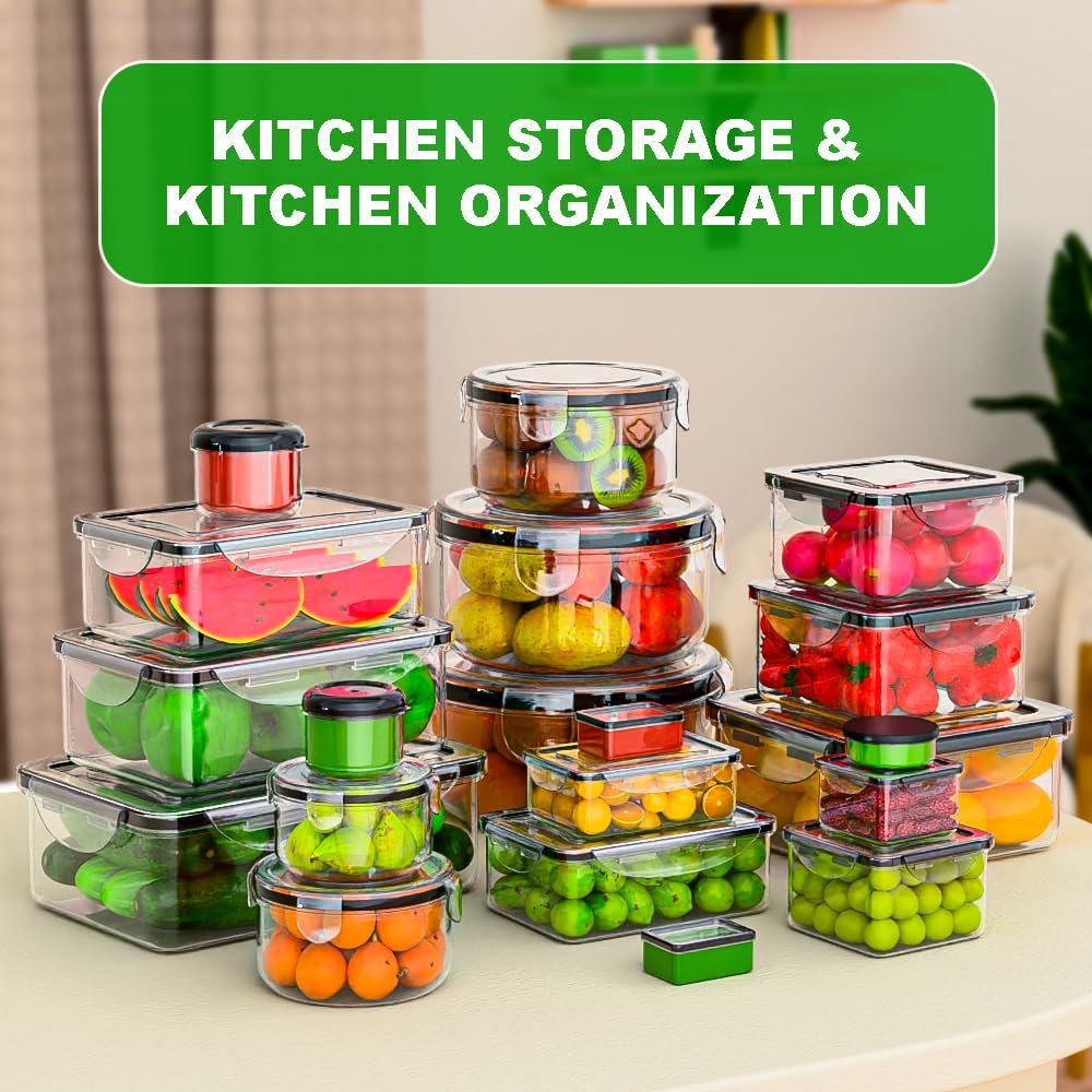 Food Storage Containers with Lids Airtight, (27 Containers &27 Lids) Reusable BPA-Free Plastic Food Containers for Kitchen Organization, Leak Proof Freezer/Microwave Safe Meal Prep Lunch Boxes