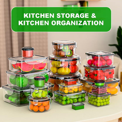 Food Storage Containers with Lids Airtight, (27 Containers &27 Lids) Reusable BPA-Free Plastic Food Containers for Kitchen Organization, Leak Proof Freezer/Microwave Safe Meal Prep Lunch Boxes