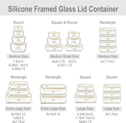 Urban Green Glass Food Container Set with Silicone Glass Lid, 3 Pack, Airtight, LeakProof, 100% Plastic Free, Meal Prep Containers (White Color)