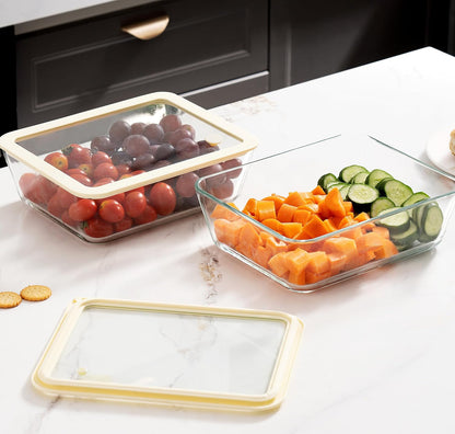 Urban Green Glass Food Container Set with Silicone Glass Lid, 3 Pack, Airtight, LeakProof, 100% Plastic Free, Meal Prep Containers (White Color)