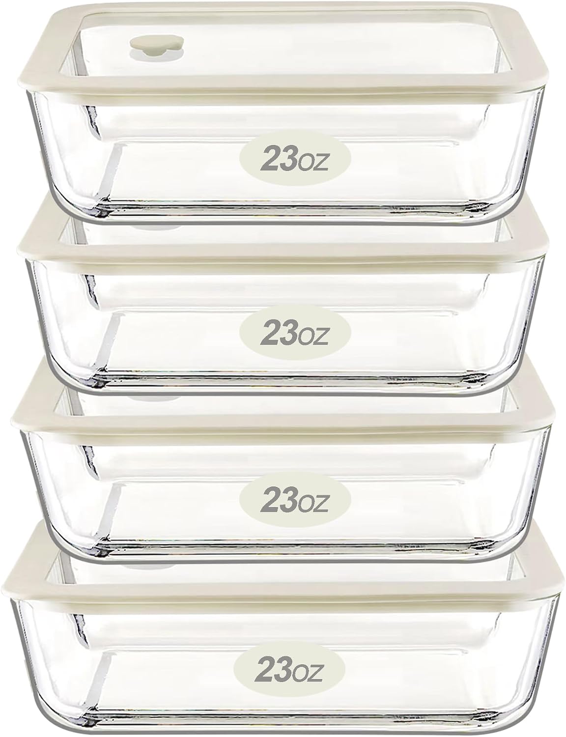 Urban Green Glass Food Container Set with Silicone Glass Lid, 3 Pack, Airtight, LeakProof, 100% Plastic Free, Meal Prep Containers (White Color)