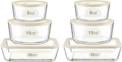 Urban Green Glass Food Container Set with Silicone Glass Lid, 3 Pack, Airtight, LeakProof, 100% Plastic Free, Meal Prep Containers (White Color)