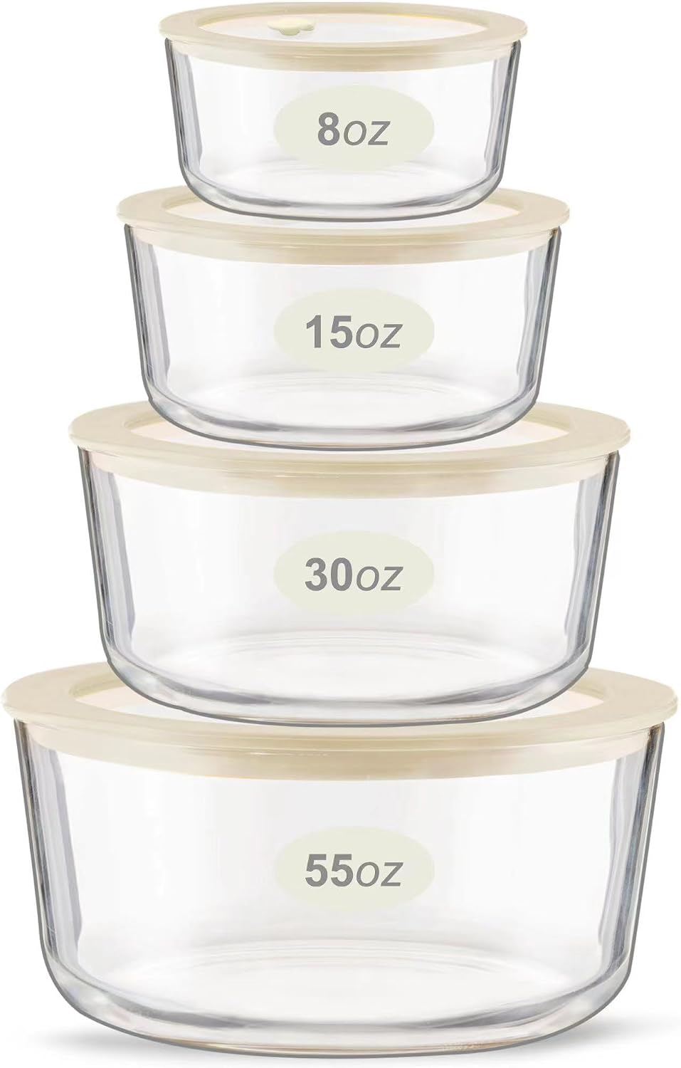 Urban Green Glass Food Container Set with Silicone Glass Lid, 3 Pack, Airtight, LeakProof, 100% Plastic Free, Meal Prep Containers (White Color)