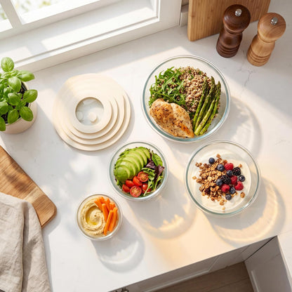 Urban Green Glass Food Container Set with Silicone Glass Lid, 3 Pack, Airtight, LeakProof, 100% Plastic Free, Meal Prep Containers (White Color)