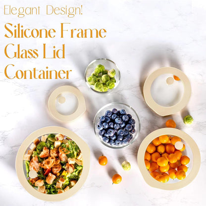 Urban Green Glass Food Container Set with Silicone Glass Lid, 3 Pack, Airtight, LeakProof, 100% Plastic Free, Meal Prep Containers (White Color)