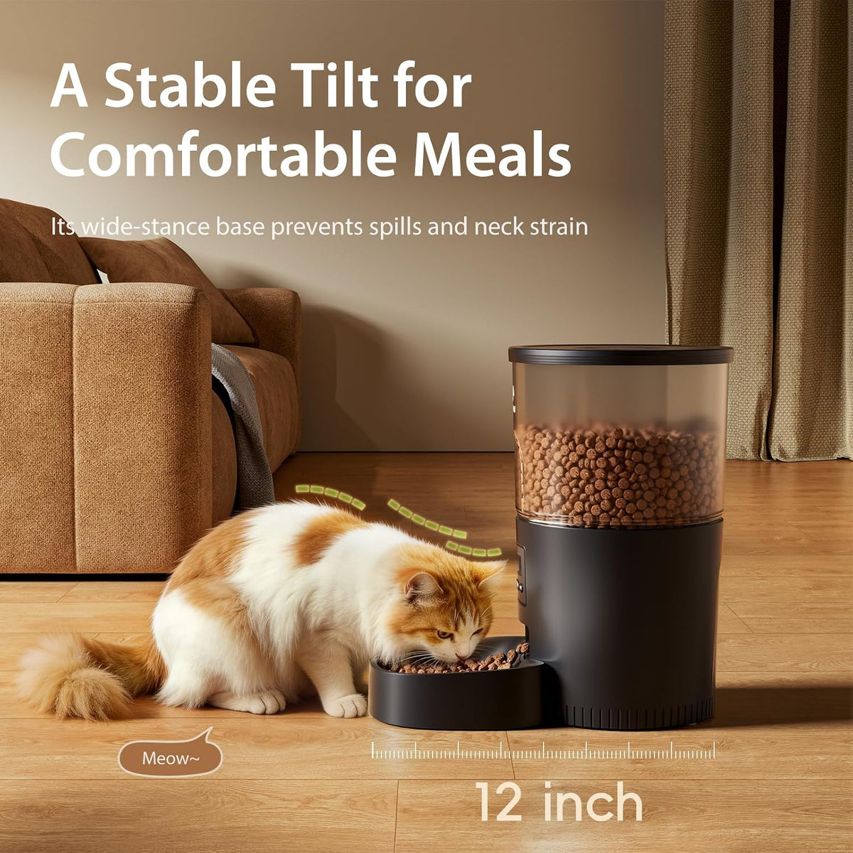 Automatic Cat Feeders, Timed Cat Dry Food Dispenser with Desiccant Bag, Dual Power Supply, Programmable Portion Size, 6 Meals, 20 Portions Per Day, Auto Pet Feeder for Cats and Small Dog, White