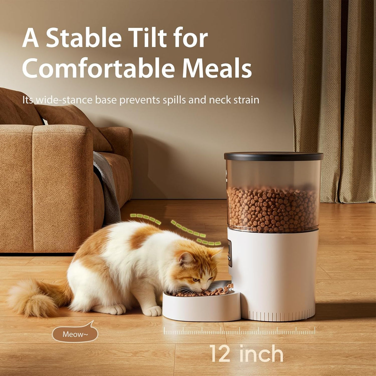Automatic Cat Feeders, Timed Cat Dry Food Dispenser with Desiccant Bag, Dual Power Supply, Programmable Portion Size, 6 Meals, 20 Portions Per Day, Auto Pet Feeder for Cats and Small Dog, White