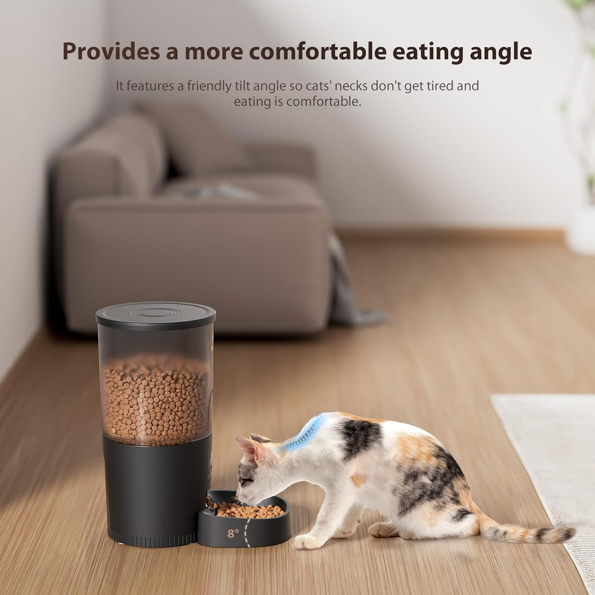 Automatic Cat Feeders, Timed Cat Dry Food Dispenser with Desiccant Bag, Dual Power Supply, Programmable Portion Size, 6 Meals, 20 Portions Per Day, Auto Pet Feeder for Cats and Small Dog, White