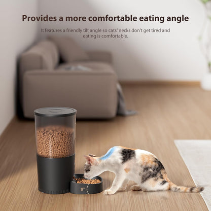 Automatic Cat Feeders, Timed Cat Dry Food Dispenser with Desiccant Bag, Dual Power Supply, Programmable Portion Size, 6 Meals, 20 Portions Per Day, Auto Pet Feeder for Cats and Small Dog, White