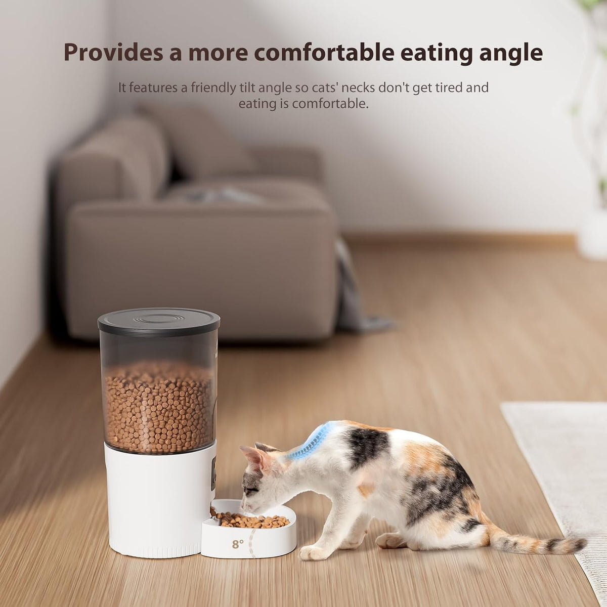 Automatic Cat Feeders, Timed Cat Dry Food Dispenser with Desiccant Bag, Dual Power Supply, Programmable Portion Size, 6 Meals, 20 Portions Per Day, Auto Pet Feeder for Cats and Small Dog, White