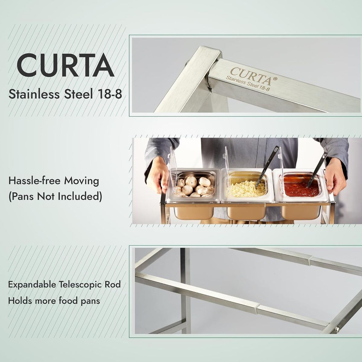 2-Tier Inclined Organizer Shelf, 18-8 Stainless Steel, For 1/3, 1/6, 1/9 Pans, Hotel Pan Holder, Pans Not Included (2 Tier)