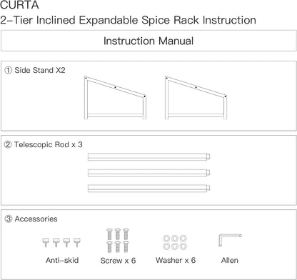 2-Tier Inclined Organizer Shelf, 18-8 Stainless Steel, For 1/3, 1/6, 1/9 Pans, Hotel Pan Holder, Pans Not Included (2 Tier)