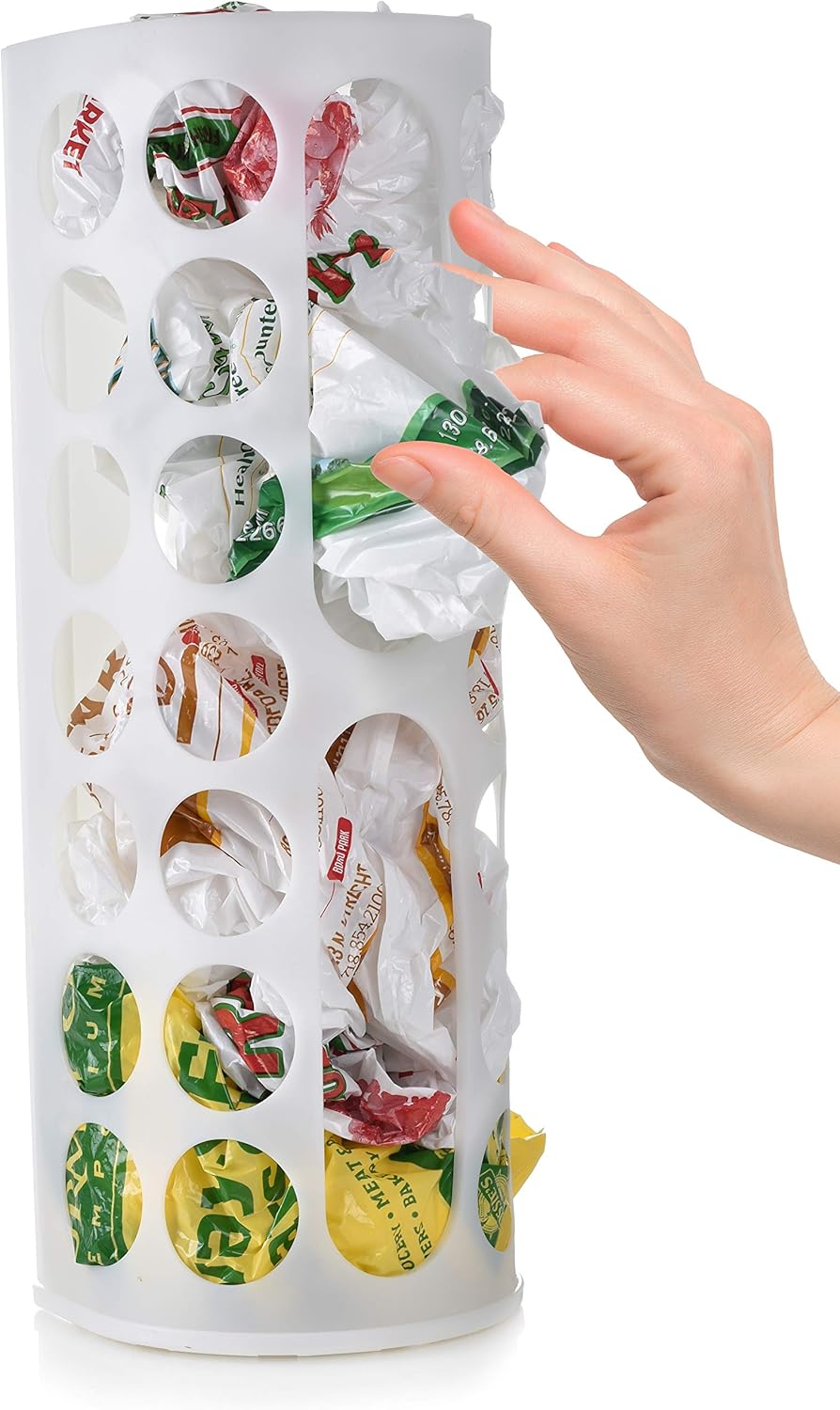 Grocery Bag Storage Holder, Large Capacity Bag Dispenser, Neatly Store Plastic Shopping Bags & Keep Them Handy for Reuse, Access Holes Make Adding or Retrieving Bags Simple & Convenient