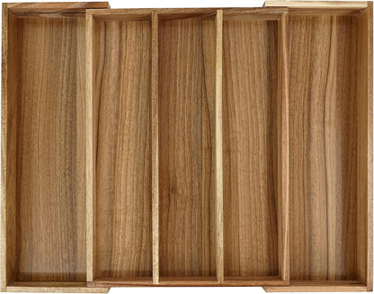 Luxury Acacia Kitchen Drawer Organizer - Silverware Organizer - Utensil Holder and Cutlery Tray with Grooved Drawer Dividers for Flatware and Kitchen Utensils (8 Slot), 17*12.4*2 inch