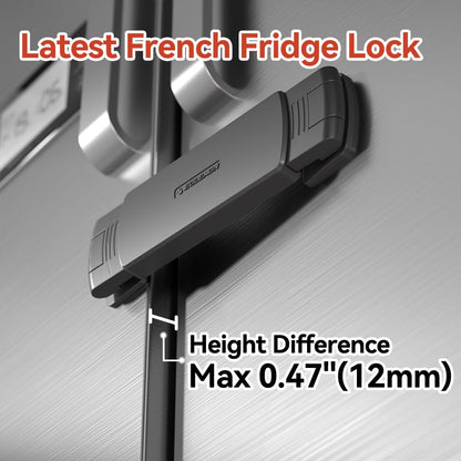 Mom's Choice Gold Awards Winner - 1 Pack Latest French Fridge Lock French Door Refrigerator/Freezer Lock Apply to Max 3.54"(90mm) Two Door Gap Distance for Kids & Babies,Easy to Install(Black)