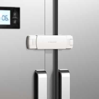 Mom's Choice Gold Awards Winner - 1 Pack Latest French Fridge Lock French Door Refrigerator/Freezer Lock Apply to Max 3.54"(90mm) Two Door Gap Distance for Kids & Babies,Easy to Install(Black)