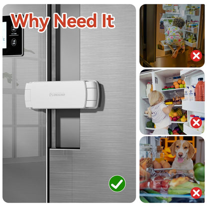 Mom's Choice Gold Awards Winner - 1 Pack Latest French Fridge Lock French Door Refrigerator/Freezer Lock Apply to Max 3.54"(90mm) Two Door Gap Distance for Kids & Babies,Easy to Install(Black)