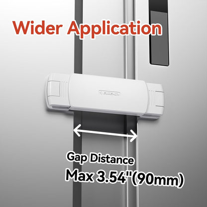 Mom's Choice Gold Awards Winner - 1 Pack Latest French Fridge Lock French Door Refrigerator/Freezer Lock Apply to Max 3.54"(90mm) Two Door Gap Distance for Kids & Babies,Easy to Install(Black)