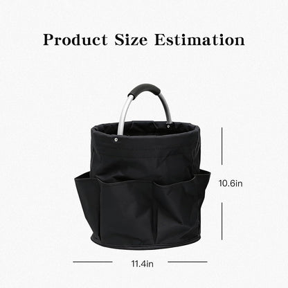 Tool Bucket Organizer 2-Pack, 17L Foldable Cleaner Caddy with 6 Pockets，Handle for Garden、Family and Bathroom, Can Also be Used as a Beach Basket or Shopping Basket，Black+Navy Blue