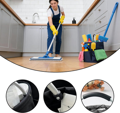 Tool Bucket Organizer 2-Pack, 17L Foldable Cleaner Caddy with 6 Pockets，Handle for Garden、Family and Bathroom, Can Also be Used as a Beach Basket or Shopping Basket，Black+Navy Blue