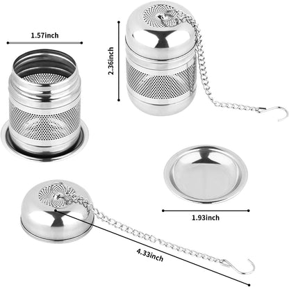 2PCS Fine Mesh Stainless Steel Tea Infusers with Chain Hook & Lid