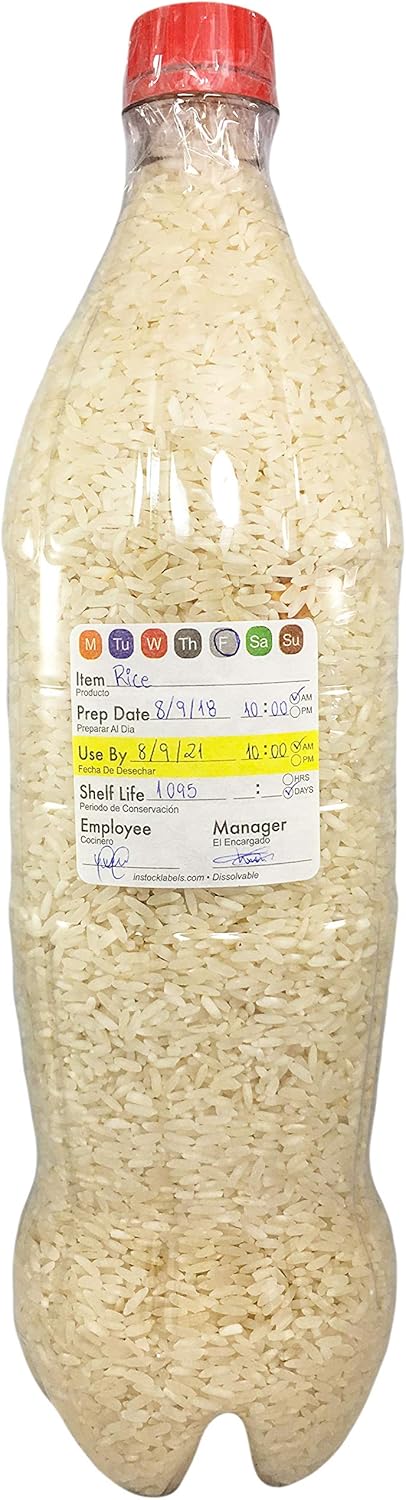 Universal Food Rotation Dissolvable Labels for Food Storage Use by Shelf Life Preparation 2 x 2 Inch, 500 Adhesive Stickers for Organization, Food Rotation, Meal Prep Stickers Dissolve in Water